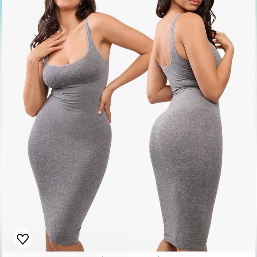 Shapellx Contour Midi Shaping Dress Stretch Grey Suze M/L